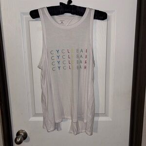 Tavi CycleBar White Tank Top with Multicolor Logo